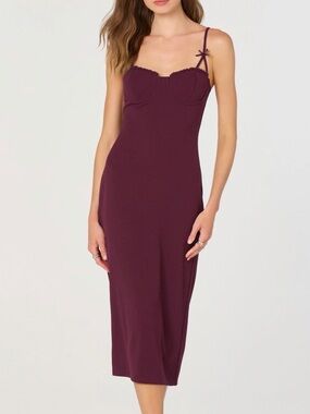 ASTR the Label Plum Midi Slip Dress with Spaghetti Straps